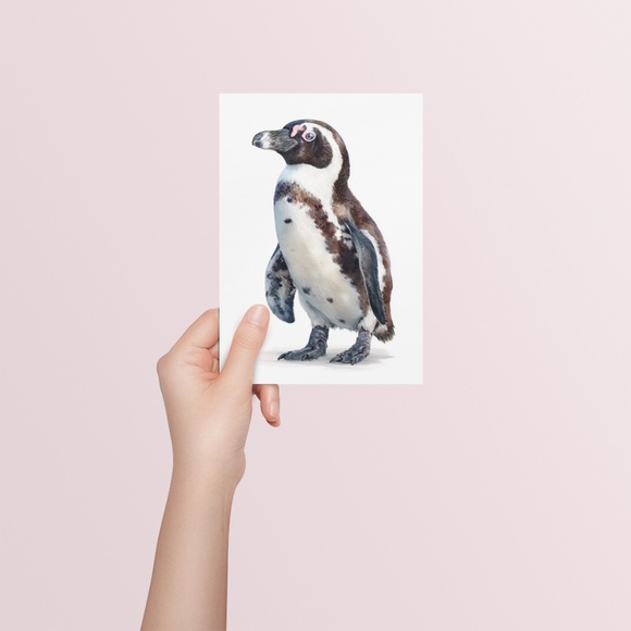 Watercolor African Penguin Portrait Wall Art Print Unframed - Antarctic Charm - Picture 5 of 7